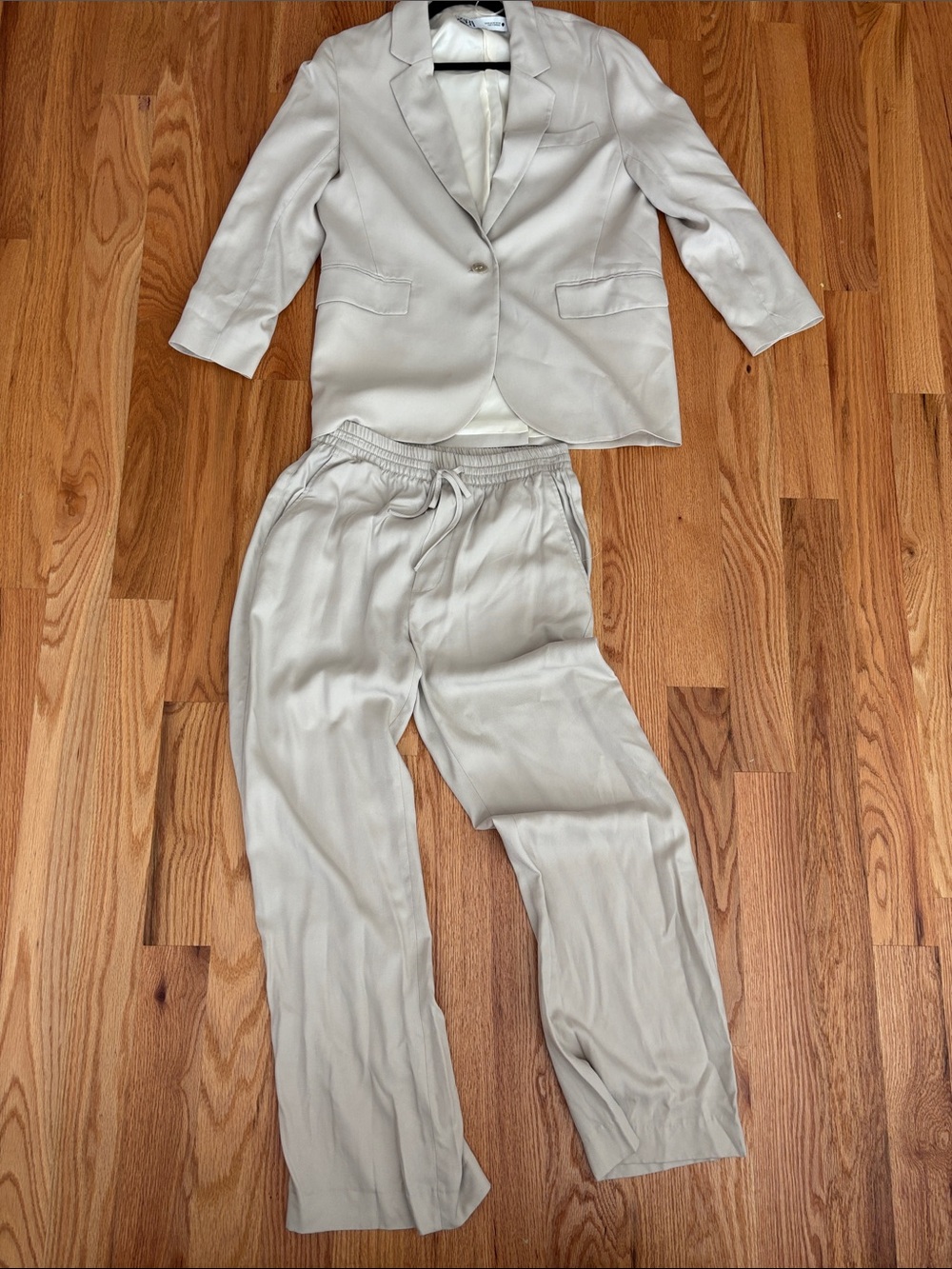 Zara Cream Blazer and Pant Set
